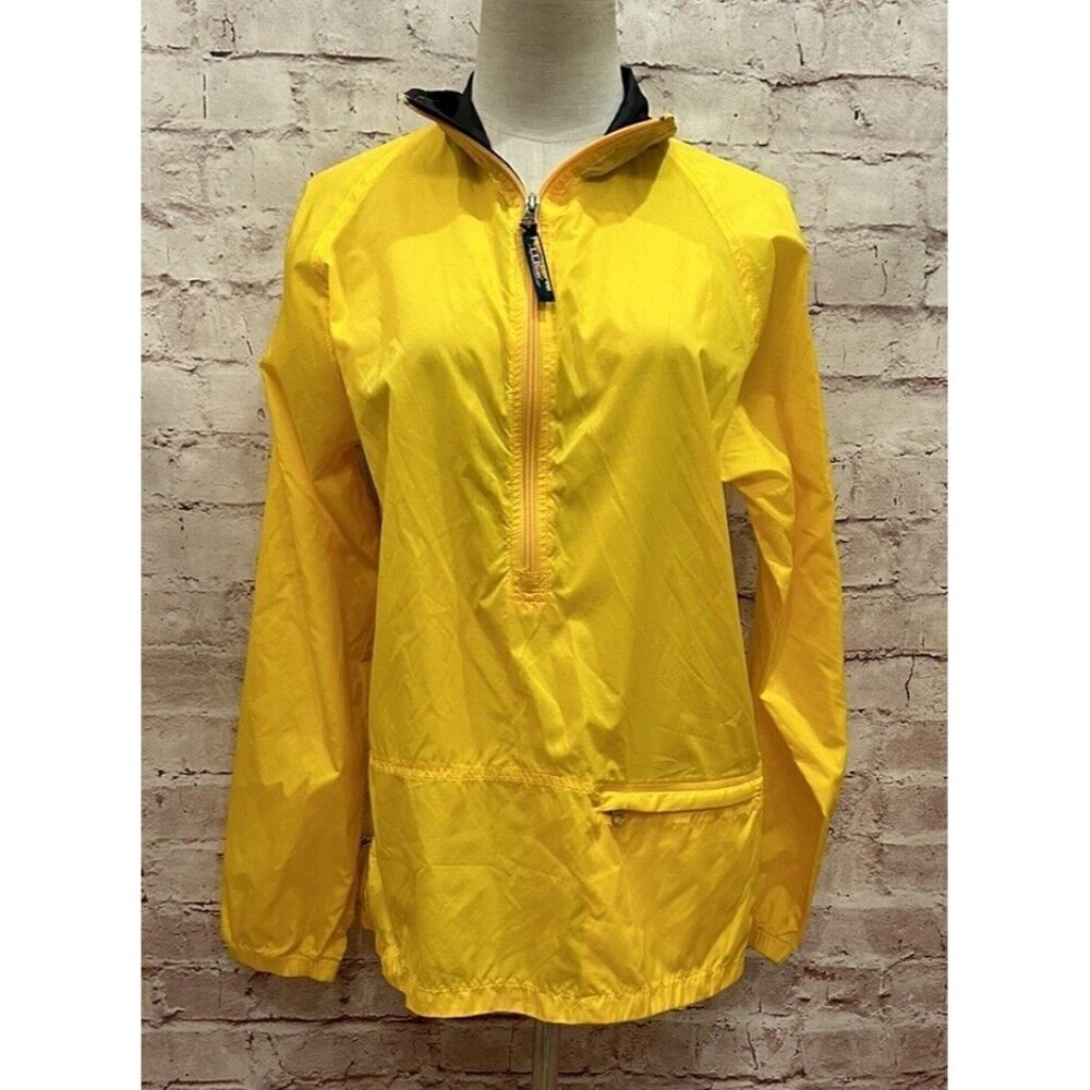 LL BEAN Windbreaker Pullover Jacket Womens S Yellow Ripstop Lightweight Nylon